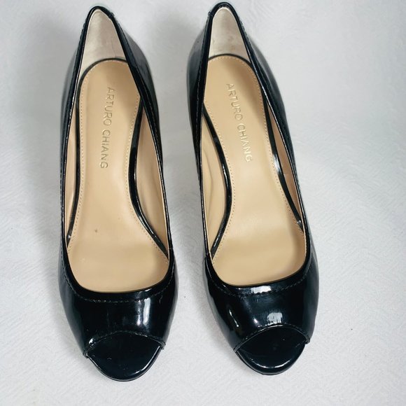 Arturo Chang Peep toe wedges black 8 - Picture 5 of 5